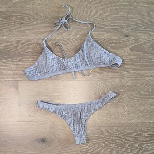 SHEIN Gray Textured Bikini Set size M